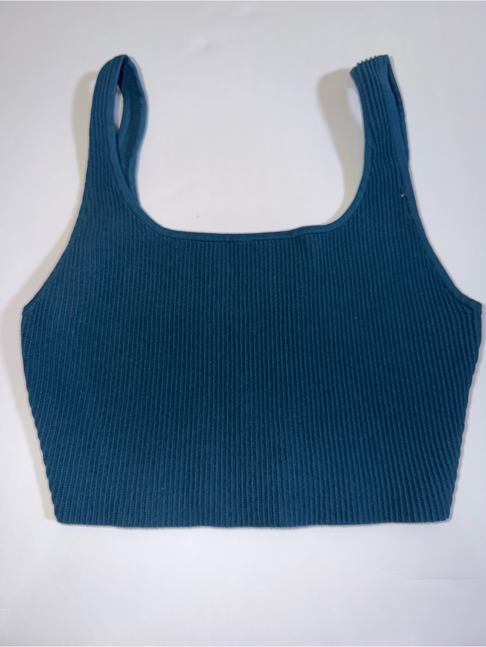 Babaton Ribbed Square-Neck Crop Tank - Teal